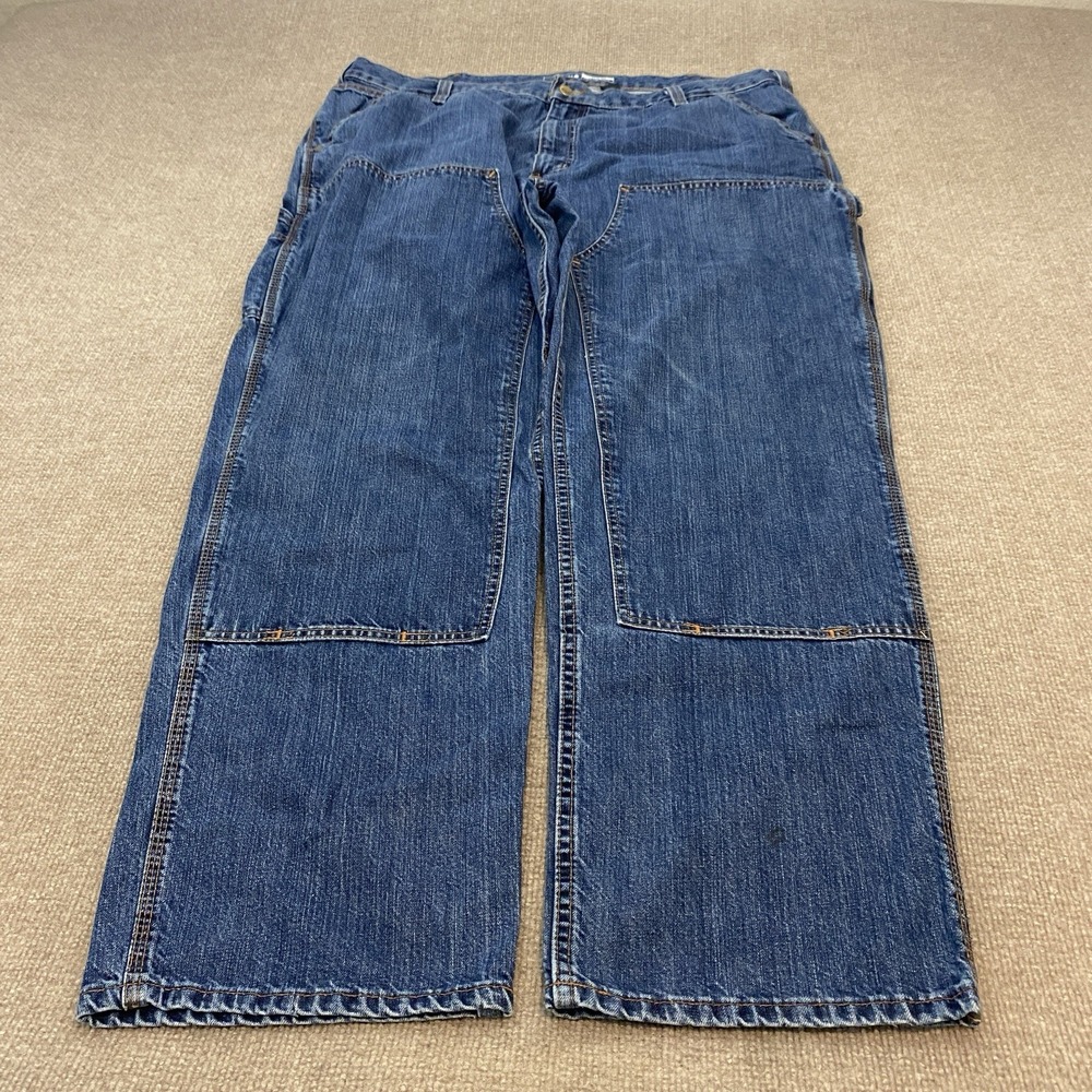 Carhartt Double Knee Jeans Mens 42x32 Blue Relaxed Straight Denim 104944 H45
